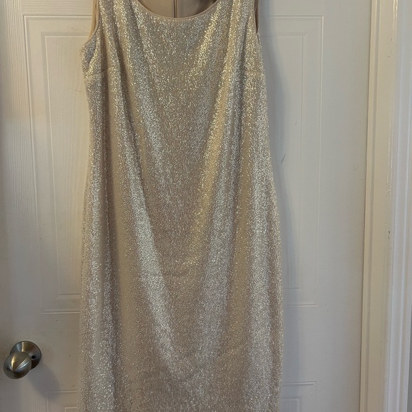 Frank Lyman champagne glitter dress with overlay - Picture 3 of 5
